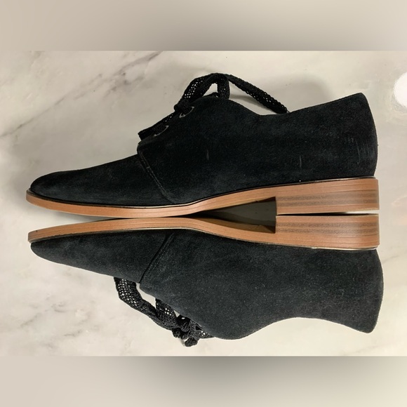Franco Sarto Henry Lace Up Oxfords 10M Black Suede Flats Dress Shoes - Picture 2 of 15